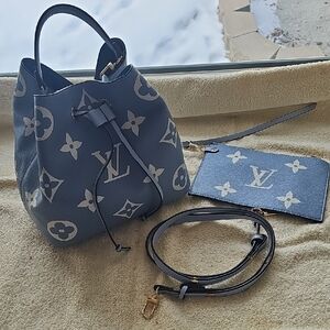 Faux Louis Vuitton Blue Monogram Shoulder Bag Set